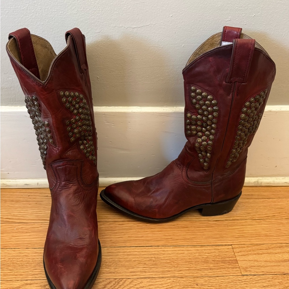 Frye Red Leather Cowgirl Boots